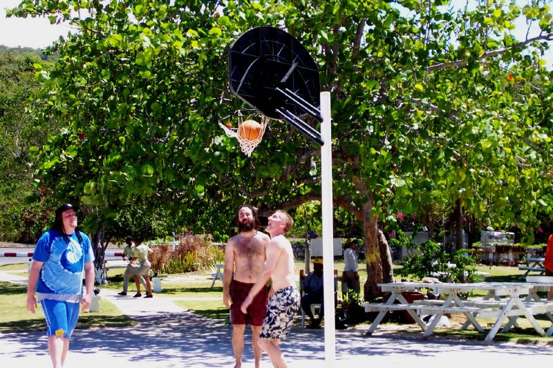 Jerry, Marty, and Grant shooting some hoops
